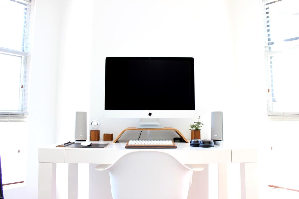 Modern office setup with synchronized AI peripherals